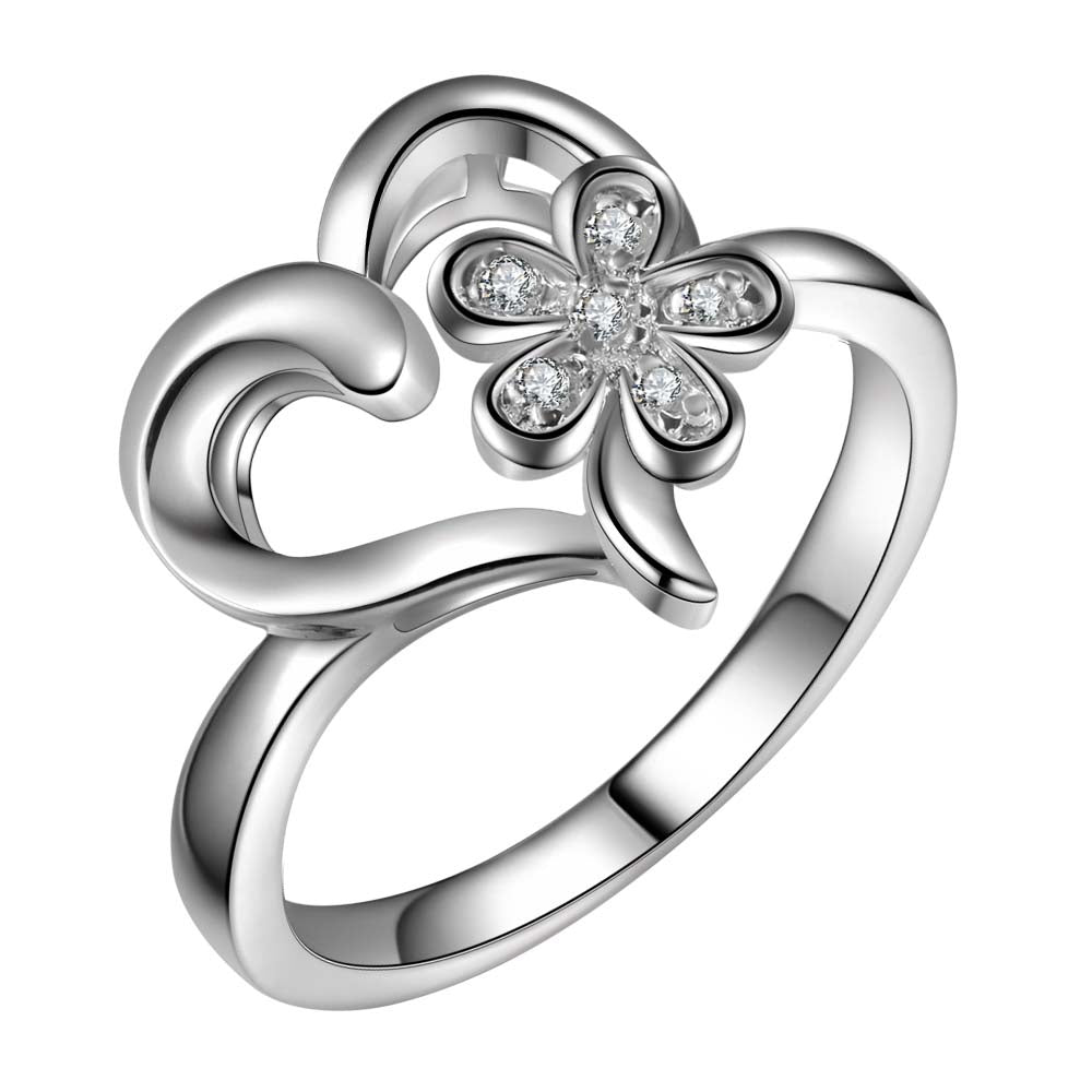 beautiful charms love heart flower Wholesale 925 jewelry silver plated ring size 6 7 8 9 ,fashion jewelry Ring for Women,