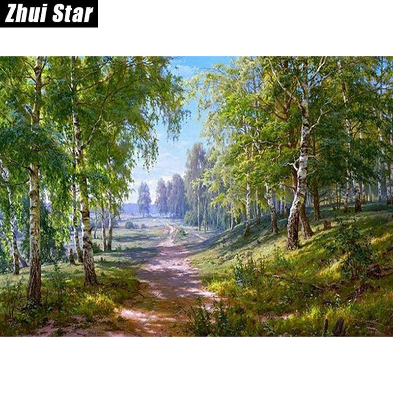Forest Lane 50x38 3D diy diamond painting wall sticker diamond mosaic cross stitch needlework embroidery diamond embroidery