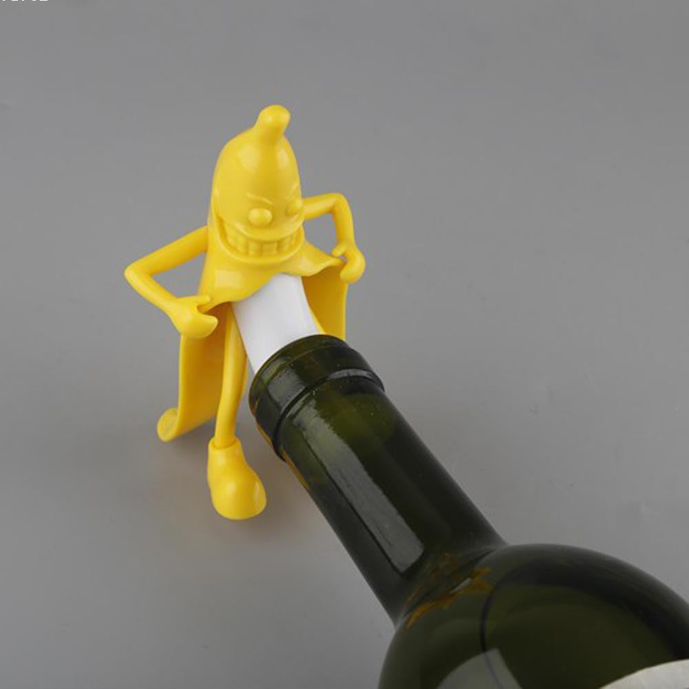 1pc cartoon Mr.Banana Wine Stopper Soda Beer Bottle cork wine bottles plug Barware Bar Tool Wine Creative Novelty