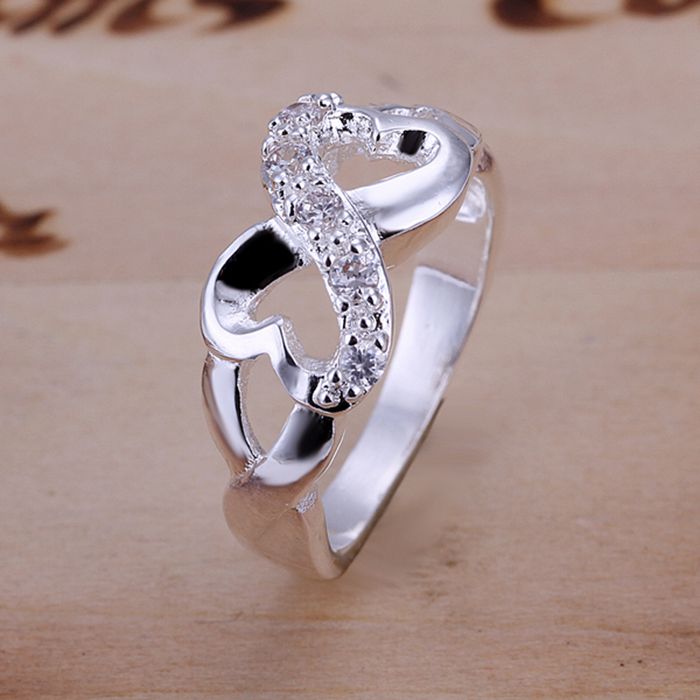 925 jewelry silver plated Ring Fine Fashion Zircon 8 Ring Women&Men Gift Silver Jewelry Finger Rings SMTR049