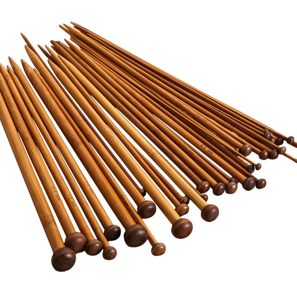 36pcs/lot 18 Size Carbonize Bamboo Single Pointed Crochet Knitting Needles Set Kit Smooth Crochet Tool Needle Arts Craft