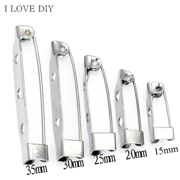 Hot 40pcs/lot White K Tone Iron  Brooch Base Back Bar Pins Findings