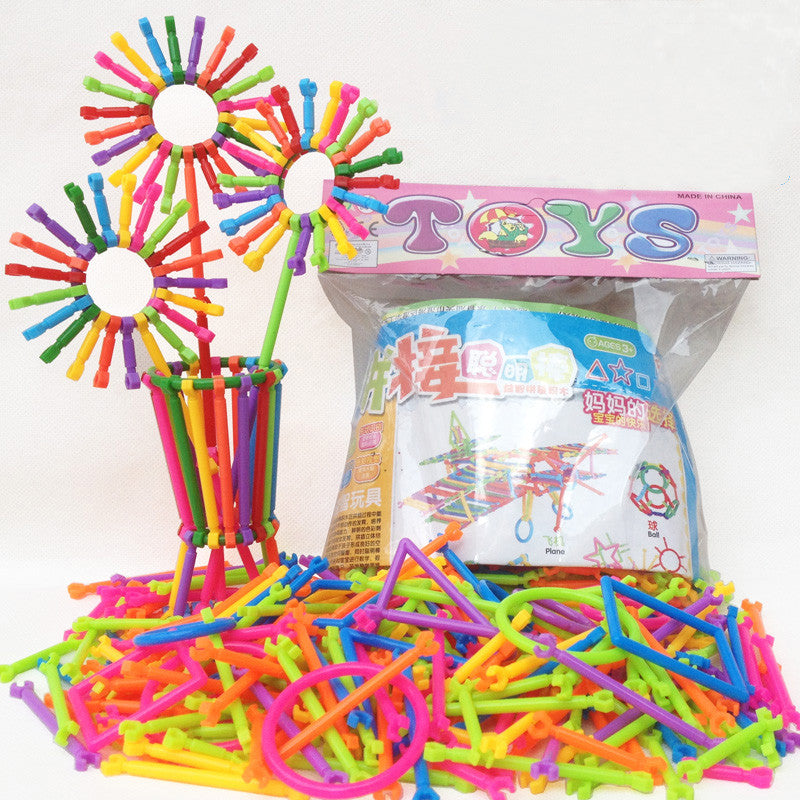 256Pcs Baby Plastic Intelligence Sticks Educational Building Blocks Toys Handmade DIY Montessori lepin Early Learning Gifts