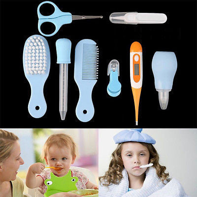 8pcs Baby Grooming Health Care Manicure Set Baby Nail Care Practical Clipper Trimmer Convenient Daily Baby Hair Brush Care Kits