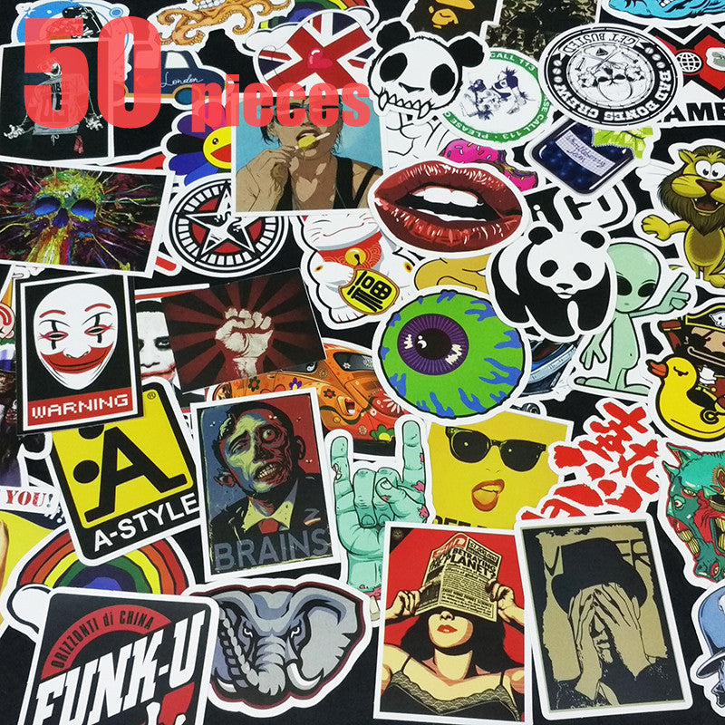PVC Waterproof Fun Sticker Toys The Luggage Stickers Handbag Decoration Stickers 50 Pieces Do Not Repeat