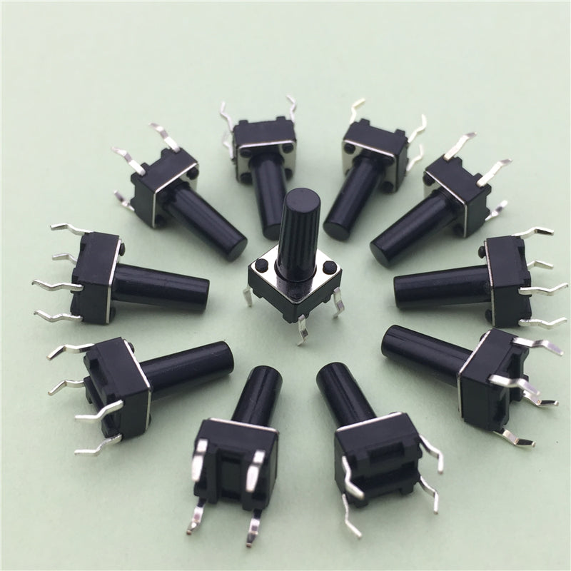 50pcs/lot 6x6x12MM 4PIN G95 Tactile Tact Push Button Micro Switch Direct Self-Reset DIP Top Copper Russia