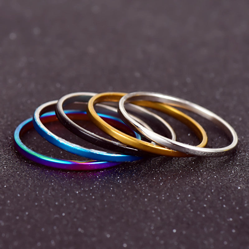 5pcs/Set Ring Sets Mix Celebrity Fashion Simple Retro 316L Stainless Steel Finger Ring Women Jewelry nj207
