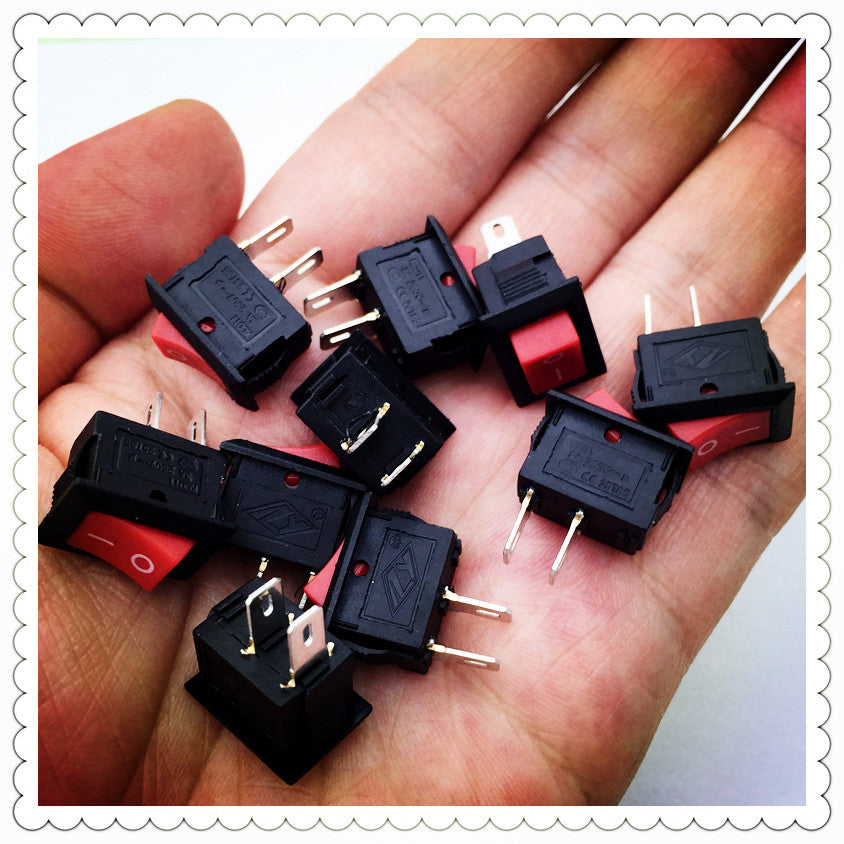 10pcs/lot RED 10*15mm SPST 2PIN ON/OFF G125 Boat Rocker Switch 3A/250V Car Dash Dashboard Truck RV ATV Home