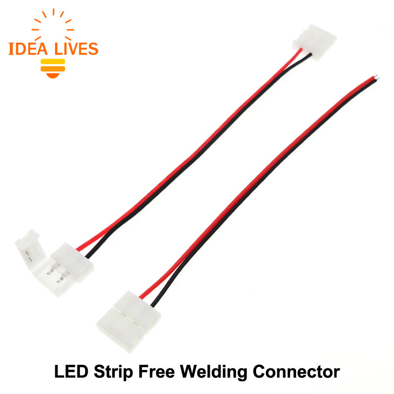 LED Strip Connector 2pin 10mm / 2pin 8mm with Wire Free Welding Connector 5pcs/lot