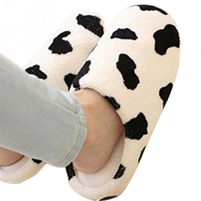 New Men and Women Anti-slip Flats Shoes Soft Winter Warm Cotton Cow House Indoor Couple Slippers