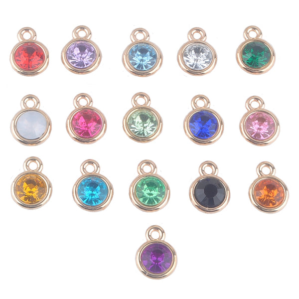 12pcs/lot mixed Birthstone charms 11mm Acrylic gold pendant for Diy Personalized Necklace and Bracelet Free shipping XY160419
