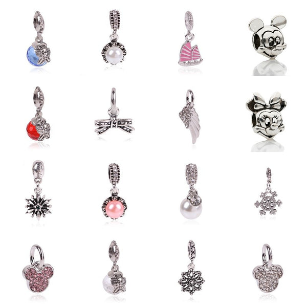 2016 New Free Shipping 1Pcs Silver Bead Charm European Silver With Mickey Cartoon Charm Pendant Bead Fit Pandora Bracelet Gift