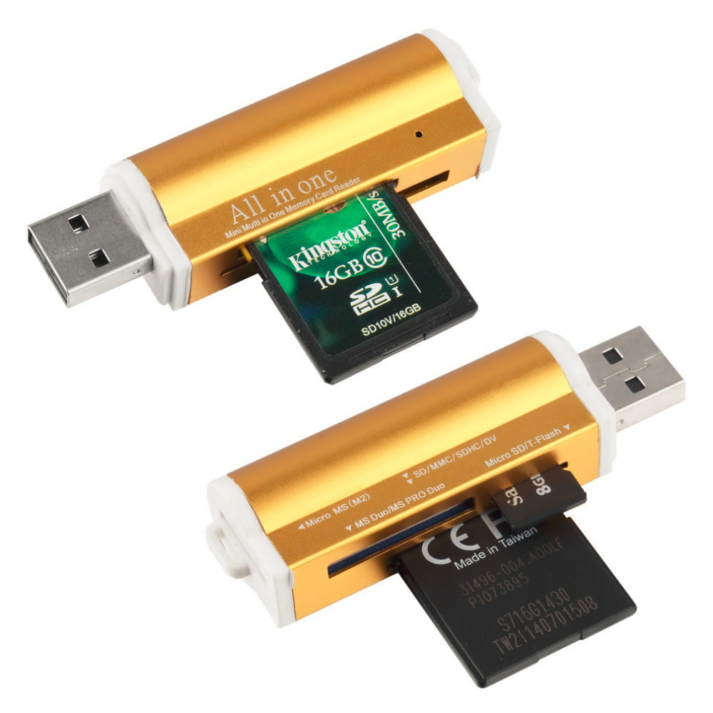 in stock ! High Quality USB 2.0 All in 1 Multi Memory Card Reader for T-Flash MMC TF M2 Memory Stick Drop Shipping