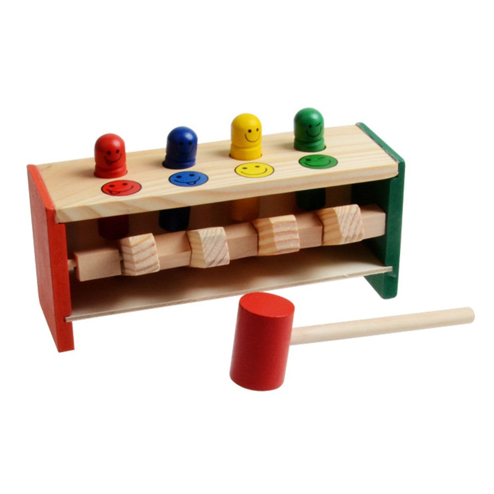 Baby Wooden Toy Hammer Children's Toddlers Educational Toy Wooden Game Hammering Bench Toy Kid's Gift