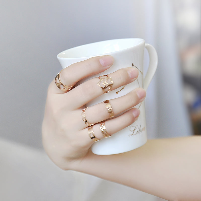 Fashion 6pcs/Set Sweet Hearts Rings Stackable Midi Ring Set Of Rings for Women Party Adjustable Free Shipping