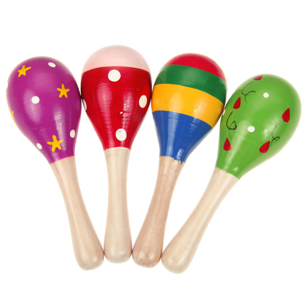 Baby Rattle Toys Musical Instrument Sand Hammer Kids Sound Music Wooden Toys Sand Hammer Handle Baby Toy