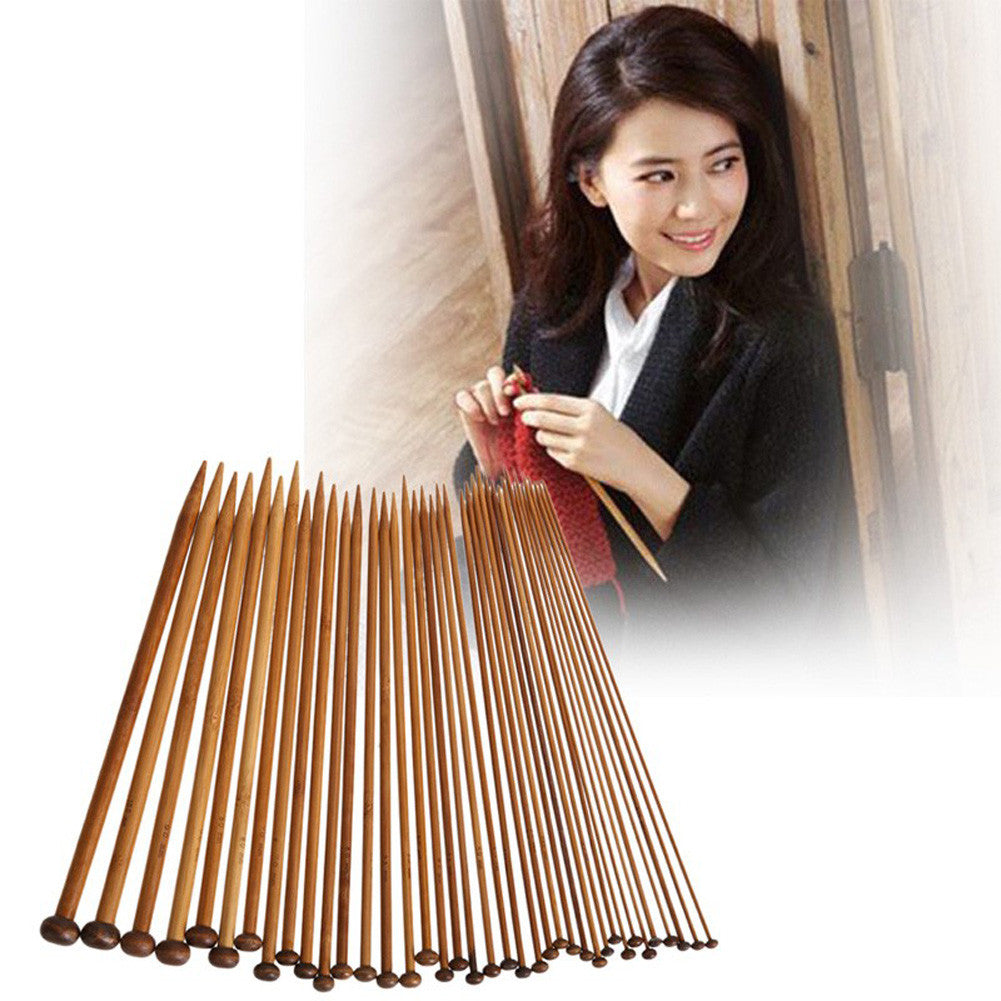 36pcs/lot 18 Size Crochet Tools Bamboo Single Pointed Crochet Knitting Needles Set Kit Smooth Needle Arts Craft Tools