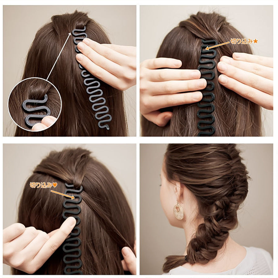 Fashion Magic Hair Braiding Fish Bond Waves Braider Tool Roller With Hair Twist Styling Bun Maker