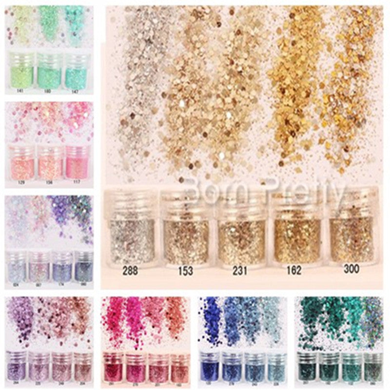 1 Box 10ml Mixed Nail Art Glitter Powder Champagne Colorful Sequins Super Makeup Glitter Nail Art Manicure Powder 32 Colors