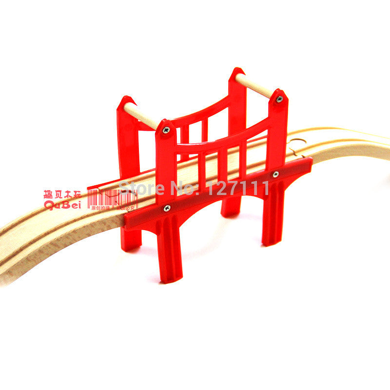 Wooden train Track Includes two curved tracks with a red pier free shipping