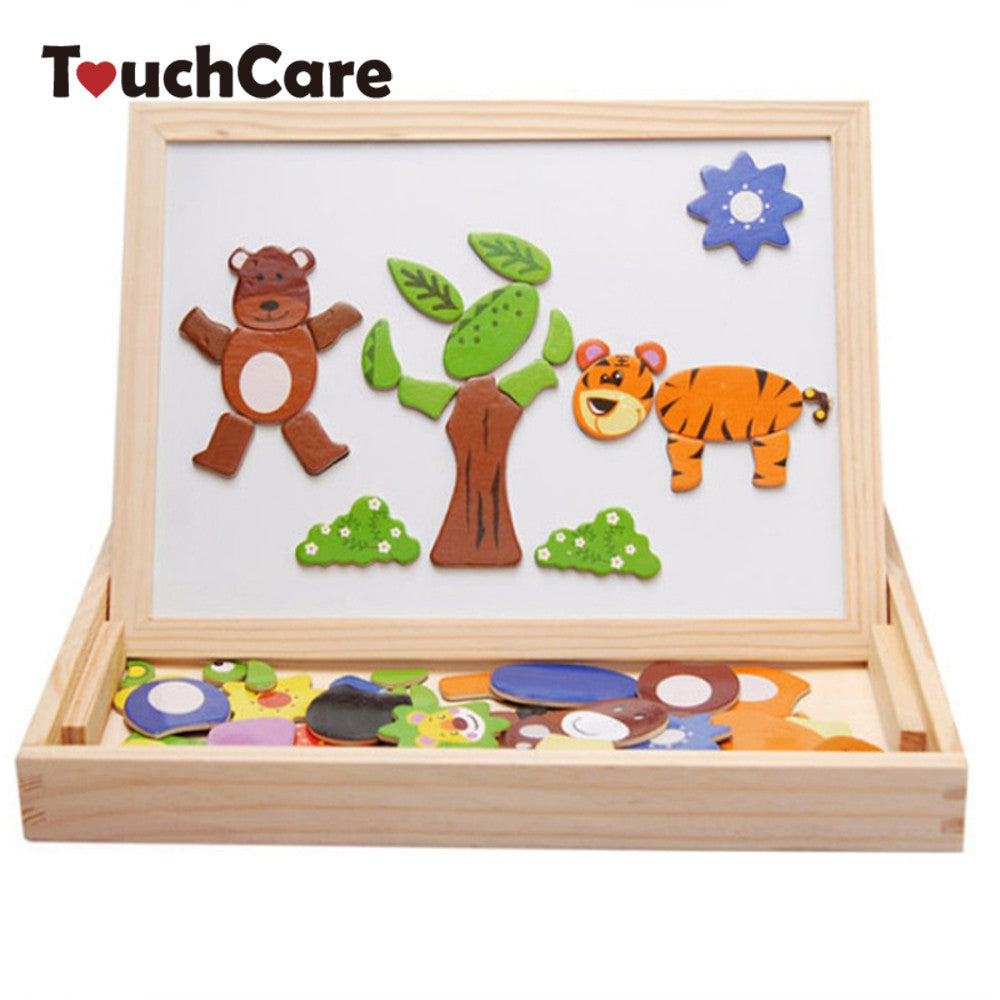 Wooden Multifunction Children Animal Puzzle Writing Magnetic Drawing Board Blackboard Learning Education Toys For Kids