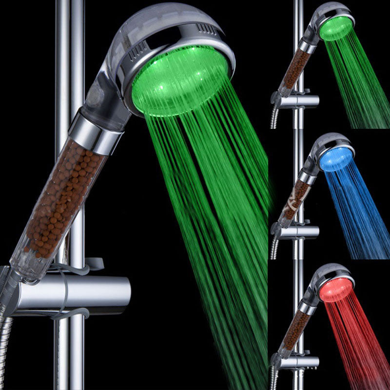 2017 1pcs Shower Head Automatic Color Changing Lighted Glow Light LED Anion Health Care Shower Heads With Temperature Sensor