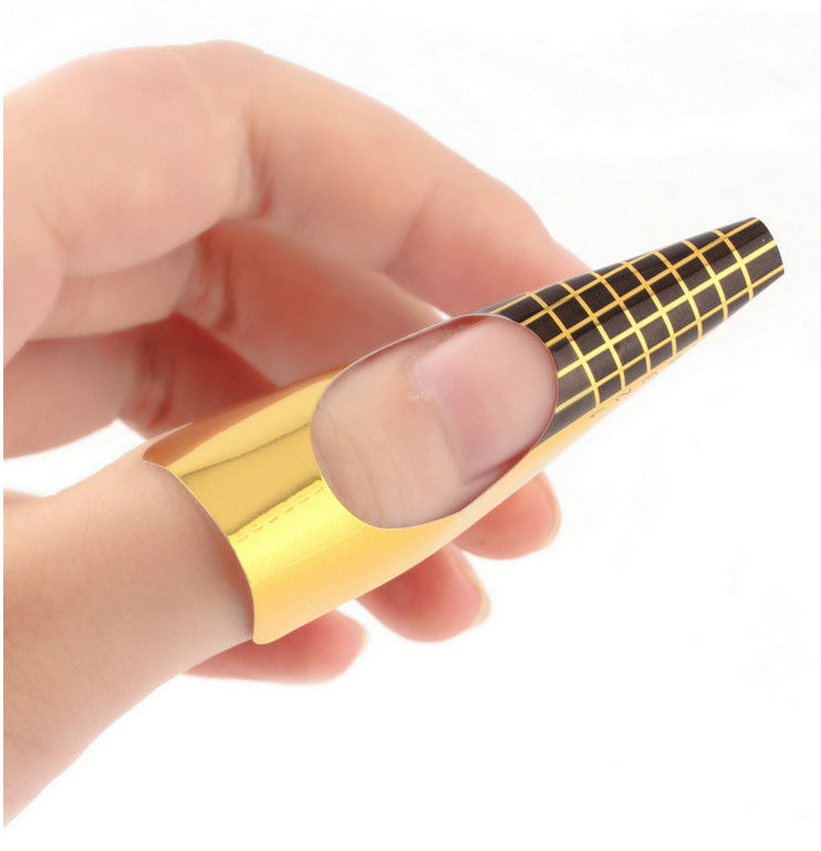 100PCS Golden Horseshoe Shape Nail Forms Nail Art Sculpting Acrylic UV Gel Tips Extending Nail Tools Extension