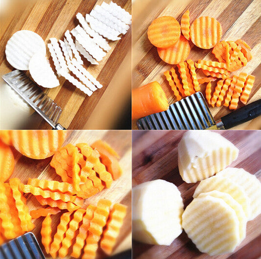Cooking Tool Useful Kitchen Gadget Vegetable Shredders Fruit Slicers Corrugated Stainless Steel Sharp Knife Plastic Handle