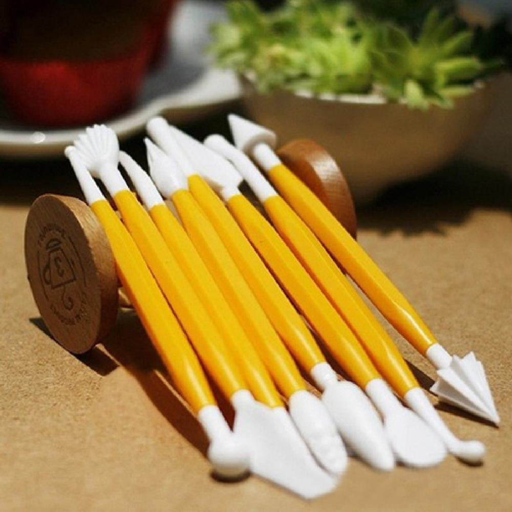 High Quality 8Pcs/Set Flower Sugarcraft Fondant Cake Decorating Cake Shape Shaping Knife Yellow Bakeware Tools
