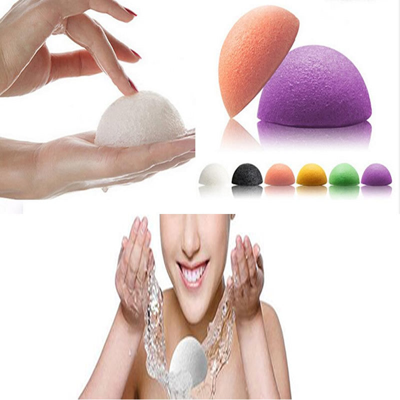 Hot Sale Natural Konjac Konnyaku Facial Puff Face Wash Cleansing Sponge Green Pink White free shipping