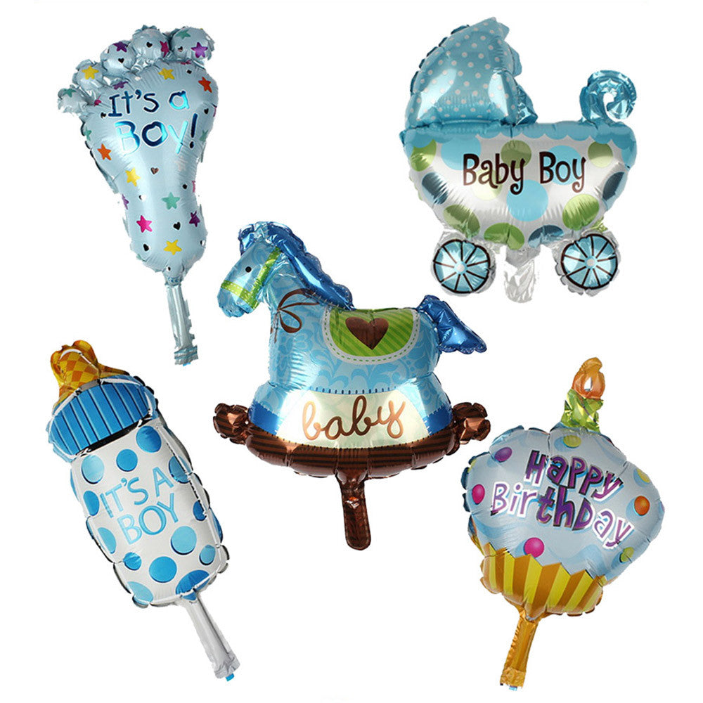 5Pcs Baby Shower Foil Balloons Animal Horse Inflatable Balloon Happy Birthday Air Balloons Stroller Helium Ball