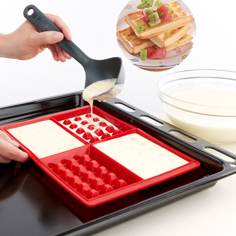 2017 4-Cavity Waffles Cake Chocolate Pan Baking Mould Donut Maker Cake Mold Silicone Fondant Bakeware Decorating 285 mm*185 mm