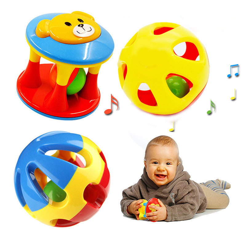 2PCS Funny Baby Toddle Rattles Music Animals Cartoon Bear Hand Shake Bell Ring Early Learning Educational Musical Safe Toys
