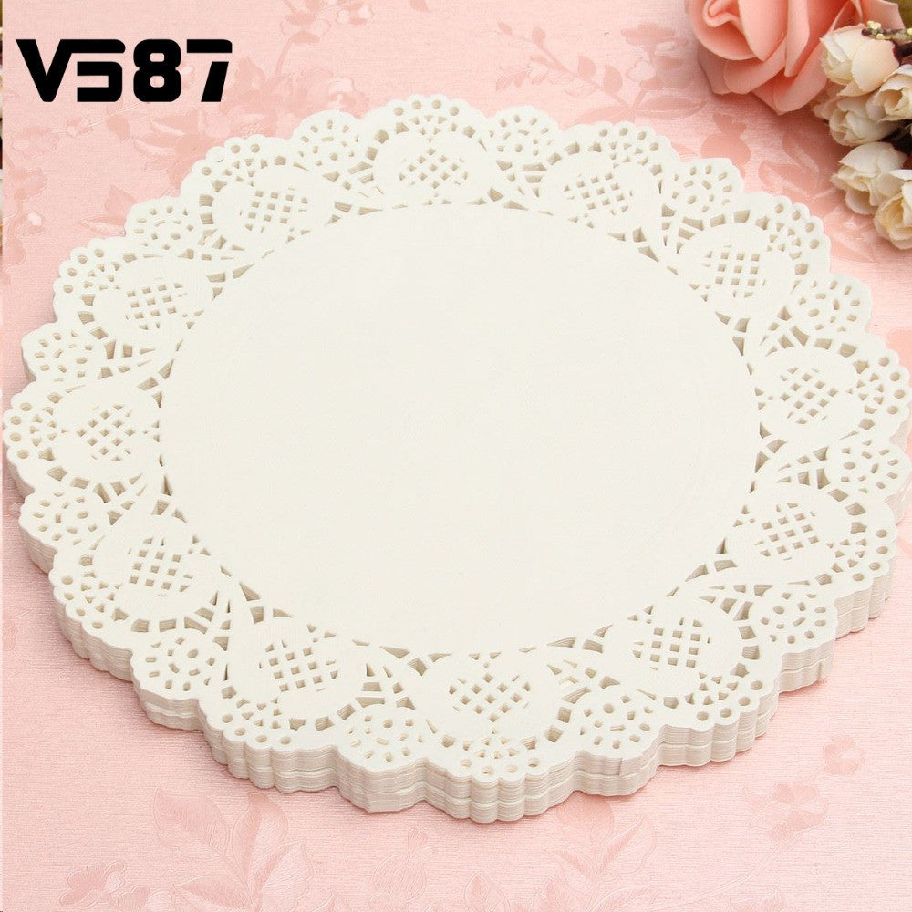 120Pcs White Round Lace Paper Doilies Plates Mats Coasters Placemats Wedding Events Party Table Gift Bag Decorative Accessories
