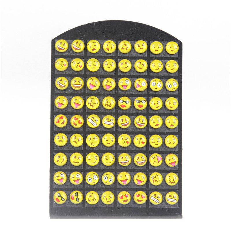 YEYULIN Round Yellow Resin Cartoon Face Emoji Stud Earrings Women Girl 36 pairs Jewelry 8MM