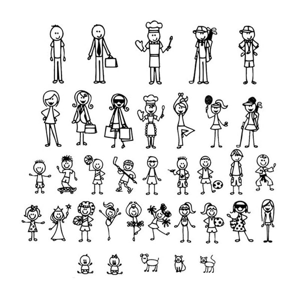 Personalized Stick Figure Family Car Stickers Interesting Motorcycle Vinyl Decals Black/Silver C7-1308