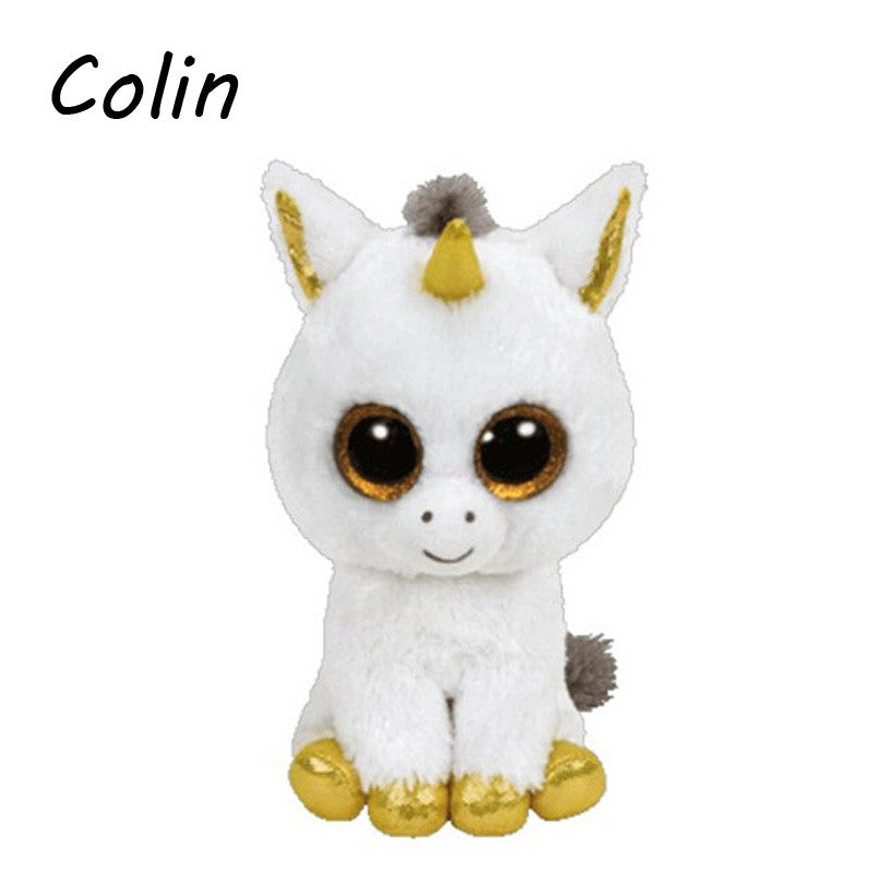 Ty Beanie Boos Original Big Eyes Plush Toy Doll Child Birthday White Unicorn Toys Baby 15cm Toys for Children WJ159
