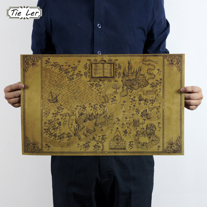 Map of The Wizarding World of Harry Potter Movie Posters Decoration Frameless Restoring Ancient Ways Wall Stickers 33*51CM