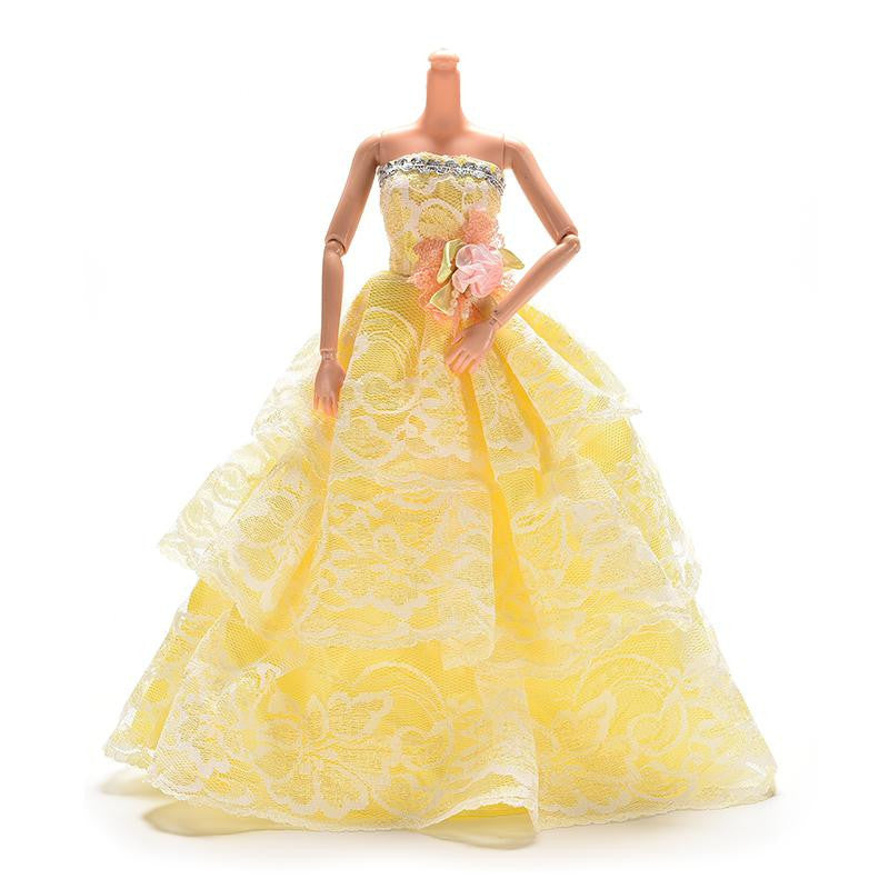 1PCS Doll Dress Clothes Clothing Elegant Lace Multi Layers Wedding Dress For Barbie Doll Luxury Floral Dolls Accessories