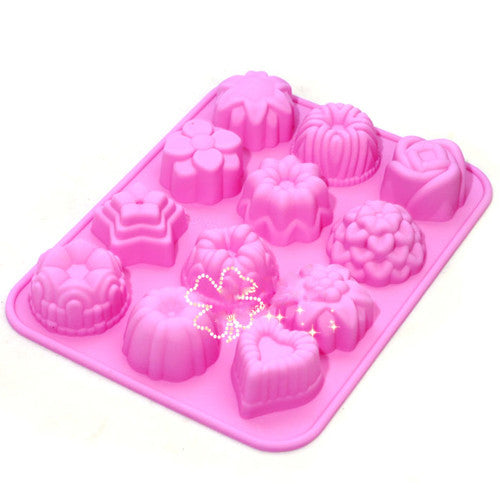 High Quality Continuous 12 Floral Silicone Mold Cake tools Jelly Chocolate Muffin Baking Bakeware Diy Mould New