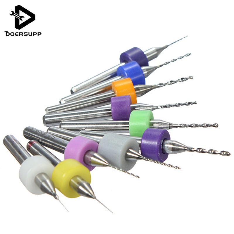 New 10Pcs/set Micro Mini Twist Drill Bits Set PCB Print Circuit Board Tungsten Carbide Engraving Tool 0.3mm-1.2mm Metalworking