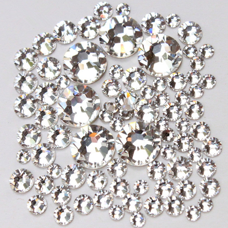 1000pc/Pack Mix Size (ss3 ss4 ss5 ss6 ss8 ss10 ss12 ss16) Non Hotfix Glass Crystal Clear For Nail Art Flatback Rhinestones