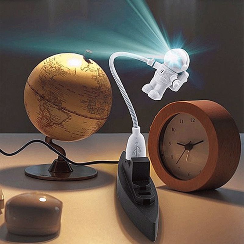 New Mini White Flexible Spaceman Astronaut USB Tube LED Night Light Lamp For Computer Laptop PC Notebook Reading Portable DC 5V
