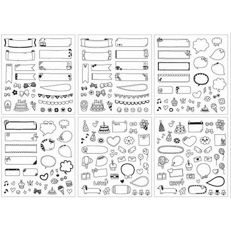 6 Sheet DIY Calendar Photo Paper Sticker Kid's Toy Gift Stickers Black