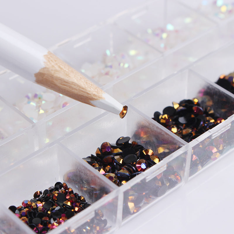 1 Box Black White Mixed Jelly Nail Rhinestones 3D Nail Art Decorations With Dotting Pen Manicure DIY Nail Art Decoration Set