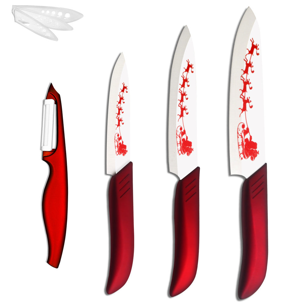 Best Cooking Accessories 4" Utility 5" Slicing 6" Chef Knife+ Peeler XYJ Brand Ceramic Knives Christmas Gifts Kitchen Knives