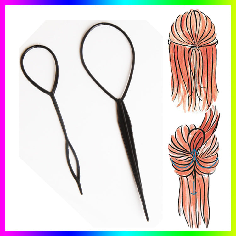 MOONBIFFY Magic Topsy Tail Hair Braid Ponytail Styling Maker Clip Tool Black 2pcs Drop Shipping Hair Band Accessories