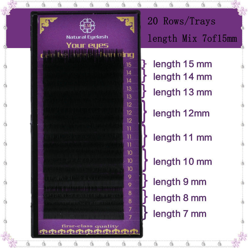All Size B/C/D curl 1 trays ,mix 7-15mm high quality synthetic mink,natural mink False eyelash,individual eyelash extension