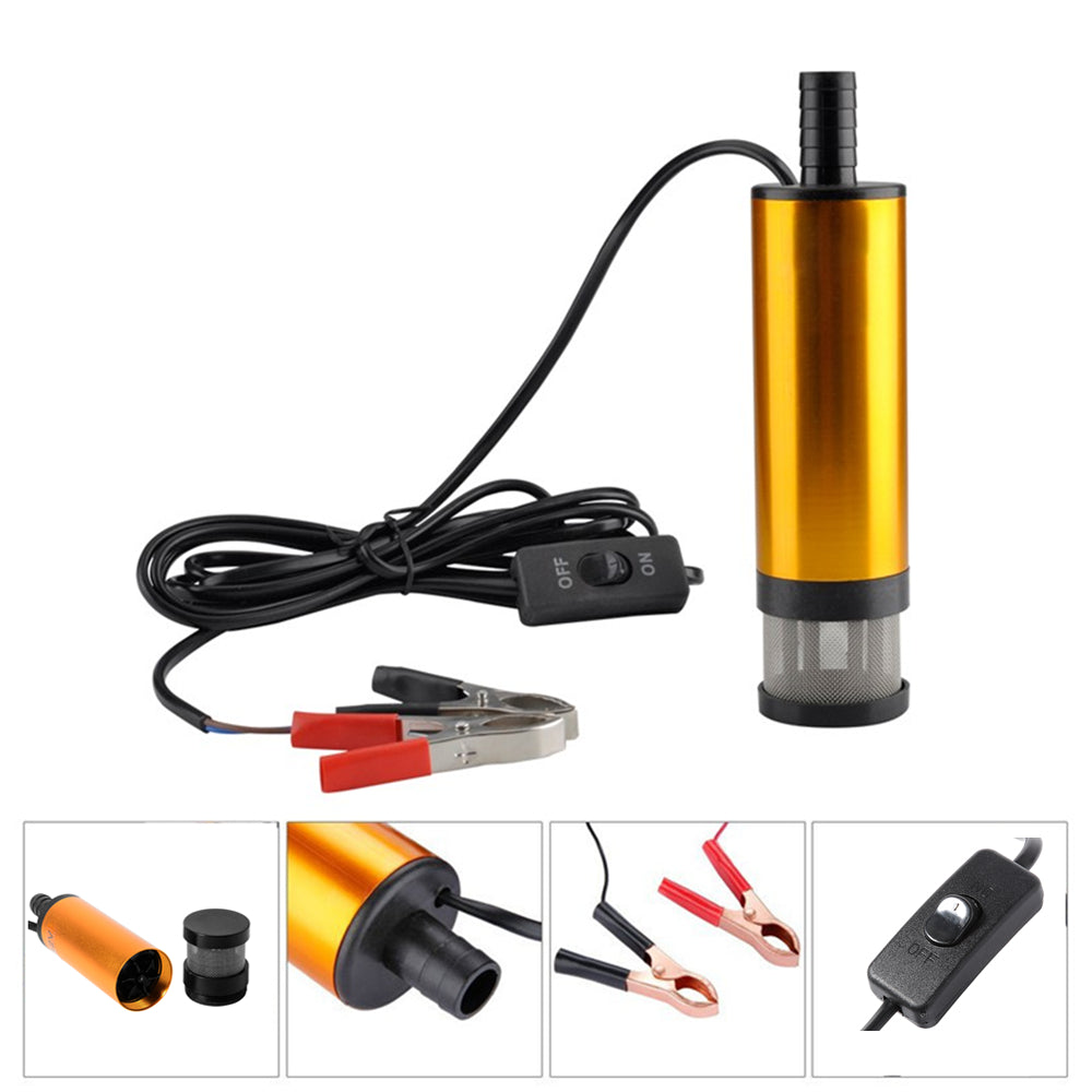 12V Car Electric Submersible Pump Diesel Fuel Water Oil Transfer Submersible Pump with On/Off Switch Oil Engine Transfer pump