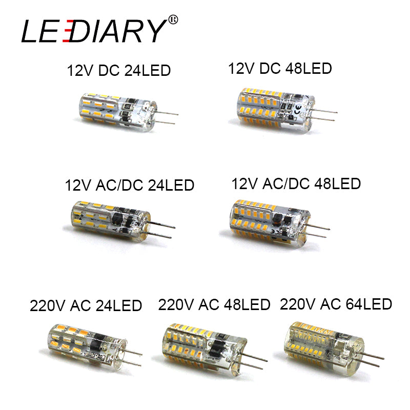 LEDIARY 10PCS LED G4 Bulb Mini Corn Bulb DC12V AC/DC12V 220V 24LED/48LED/64LED Cold/Warm White 1W LED Can Replace 10W Halogen